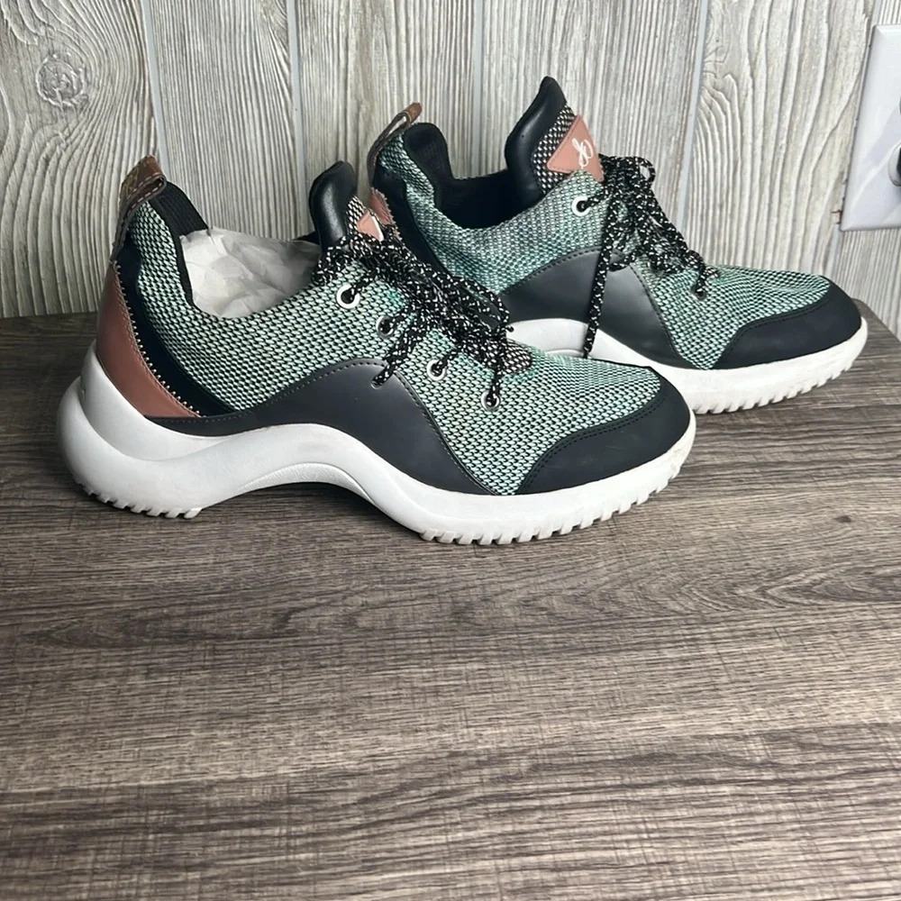 WOMEN SAM EDELMAN MEENA SNEAKER SHOES US SIZE 9 M GREEN BLACK WHITE - Picture 2 of 7